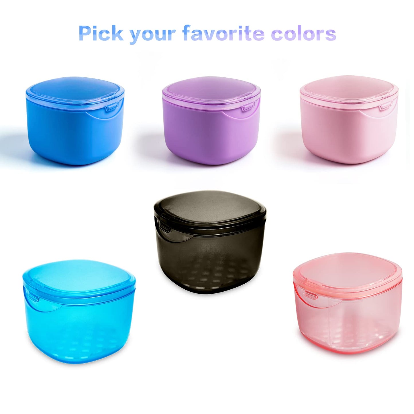 Uouovo Upgraded Denture Bath Box โ No-Leak Case & Retainer Cleaner