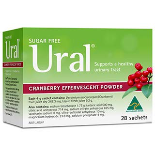 Ural Cranberry Effervescent Powder โ 28 Sachets (4 g Each) Urinary Alkalizer & Cystitis Relief