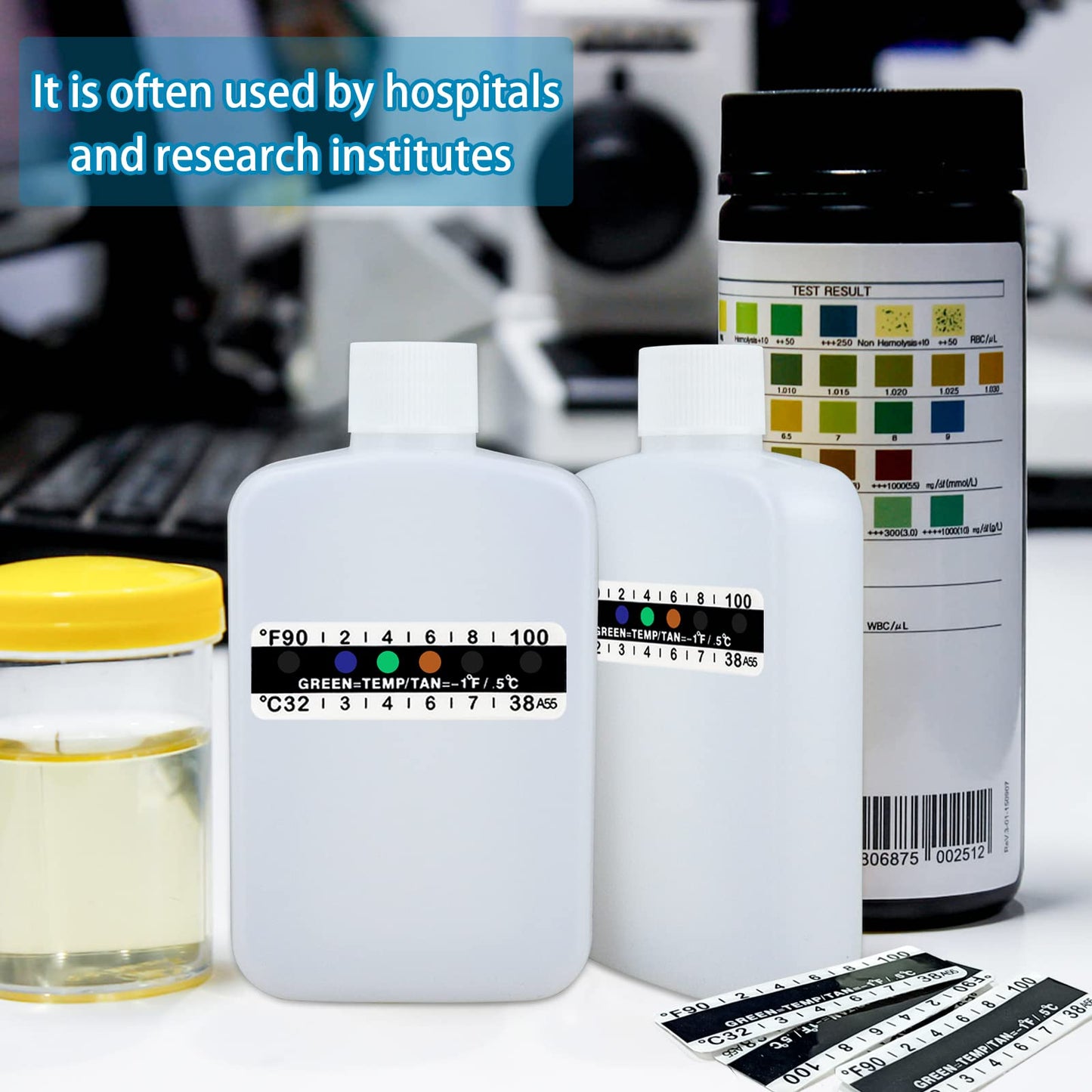 14 Pcs Urine Test Complete Kit โ 2 White Bottles, Gel Bag, 10 Temperature Strips, Neoprene Bag & Leg Straps
