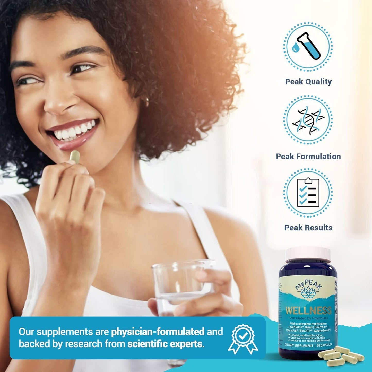 myPEAK Wellness Vegan Multivitamin โ ElevATP, Astaxanthin, Iron & Alpha GPC (90 Count)