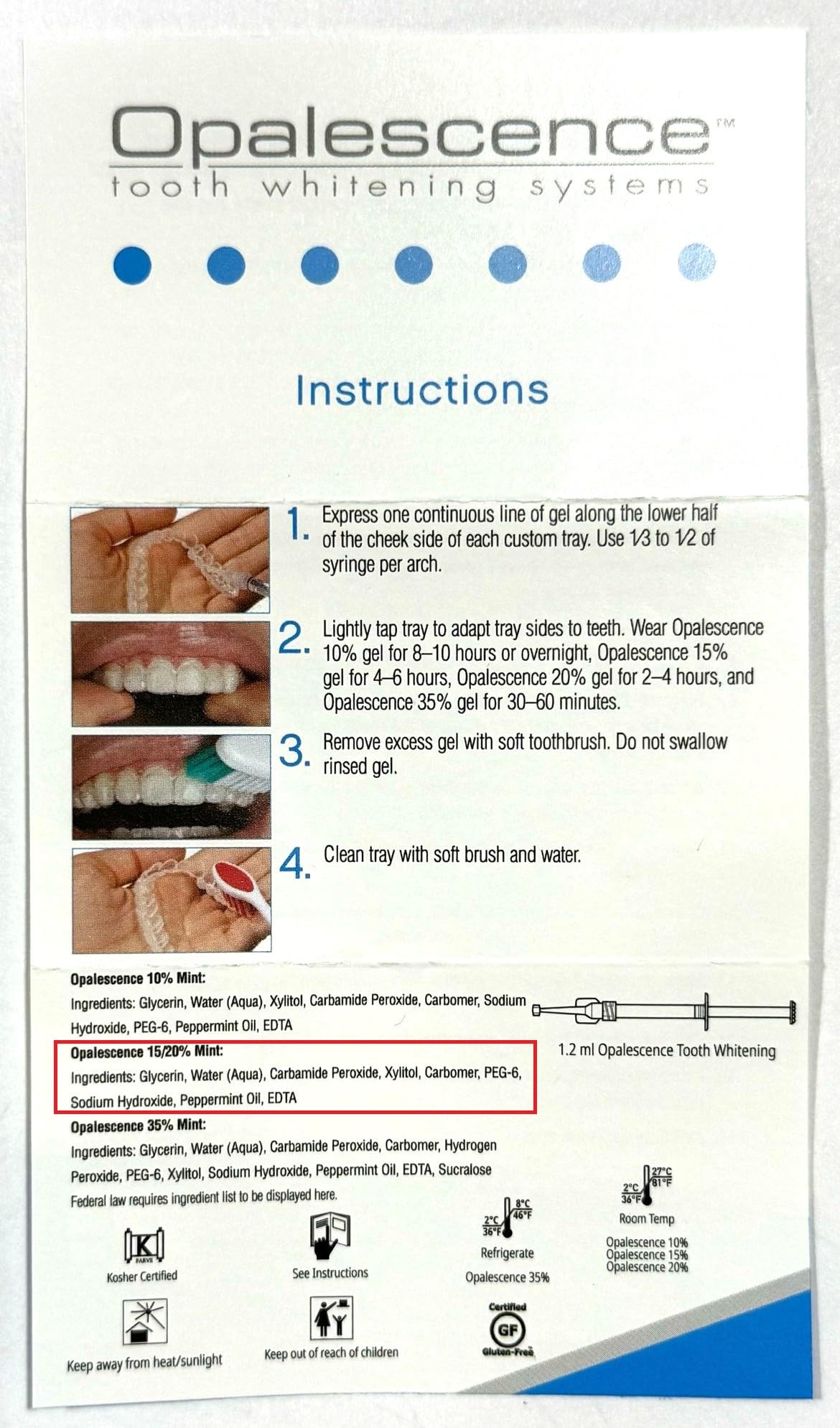 Opalescence 20% Teeth Whitening Refill Kit (4 Syringes) โ Ultradent Mint