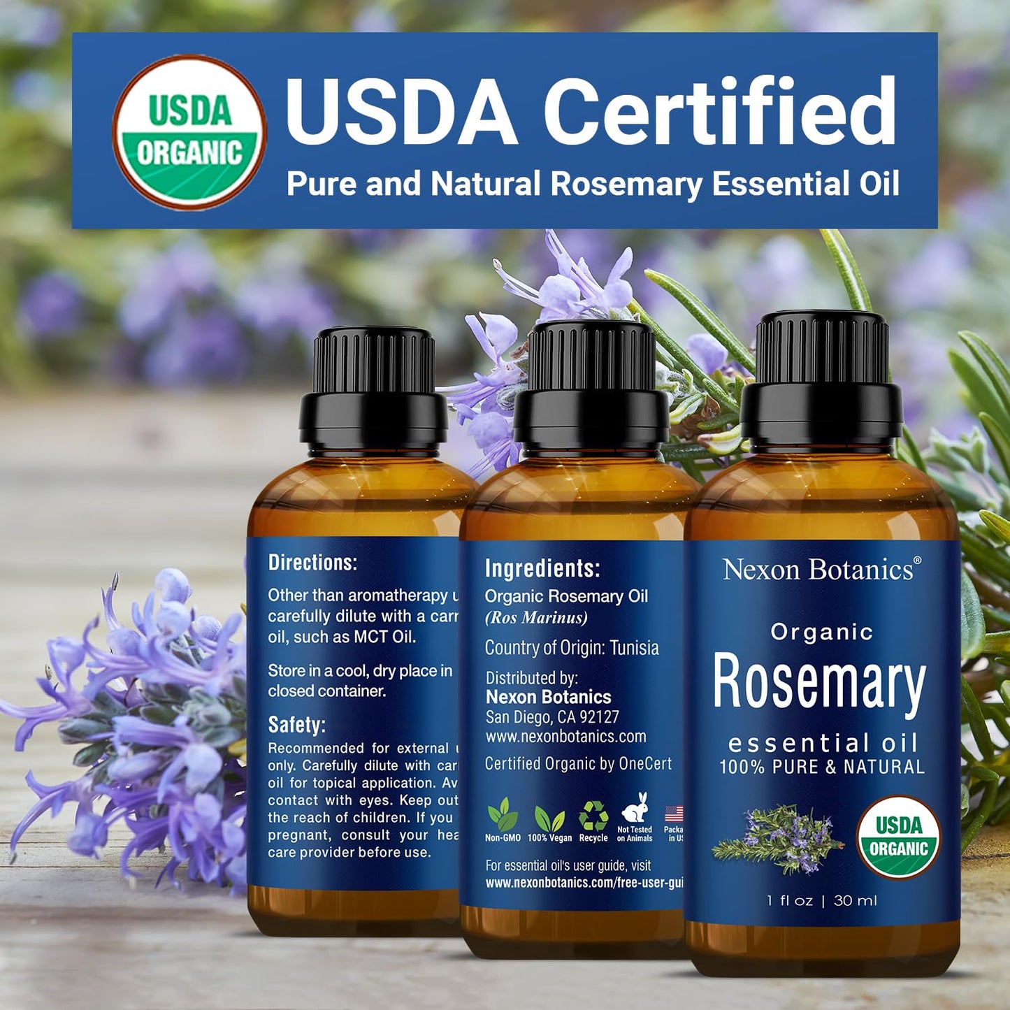 Organic Rosemary Essential Oil 30 ml โ Nexon Botanics Pure Aromatherapy Oil