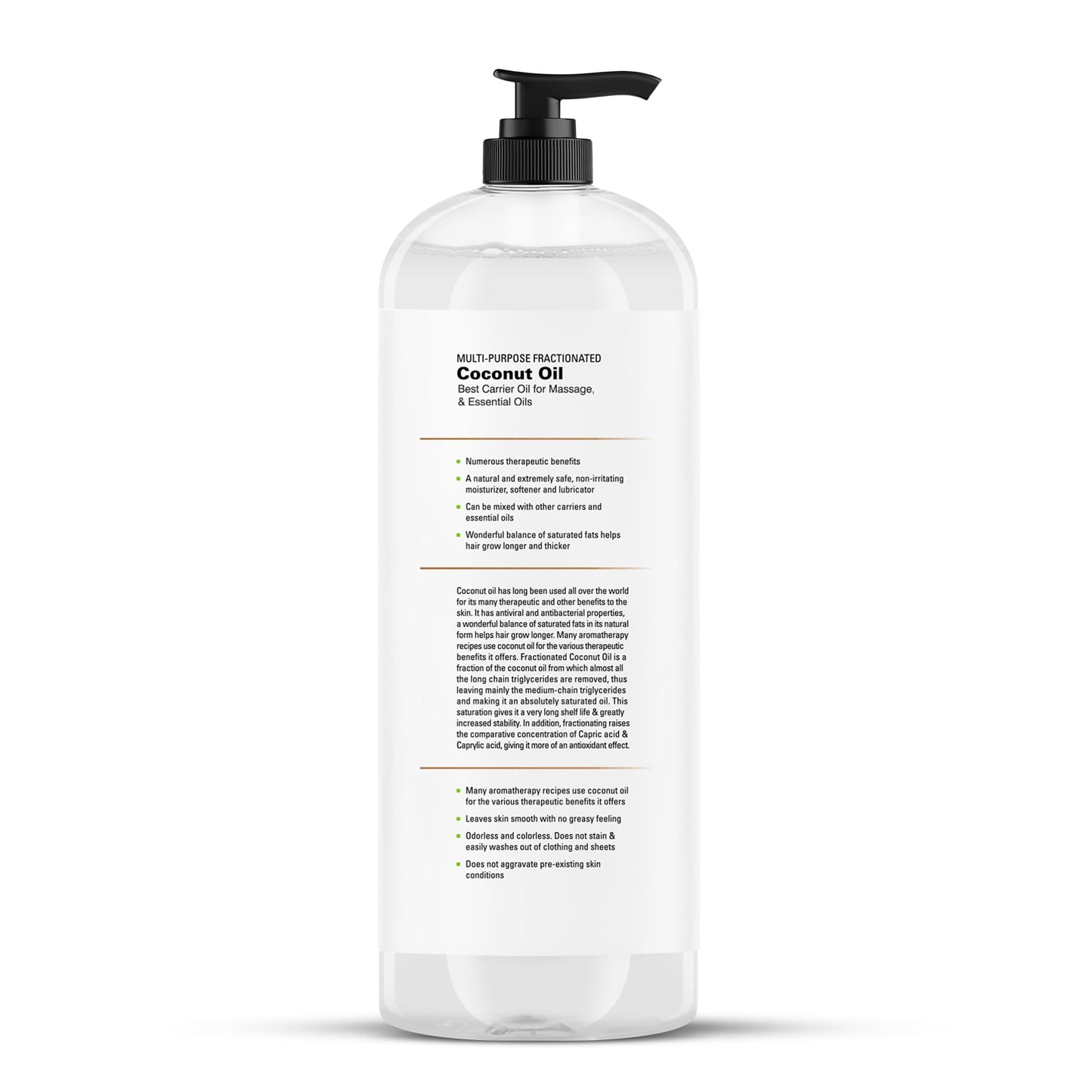 Majestic Pure Fractionated Coconut Oil โ 16 oz Carrier Oil