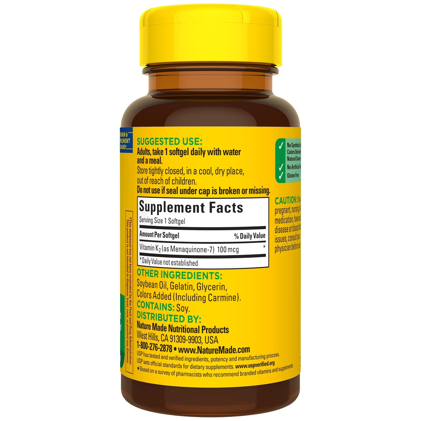 Nature Made Vitamin K2 100 mcg MK-7 Softgels โ 30 Day Bone Health Supplement | USP Verified