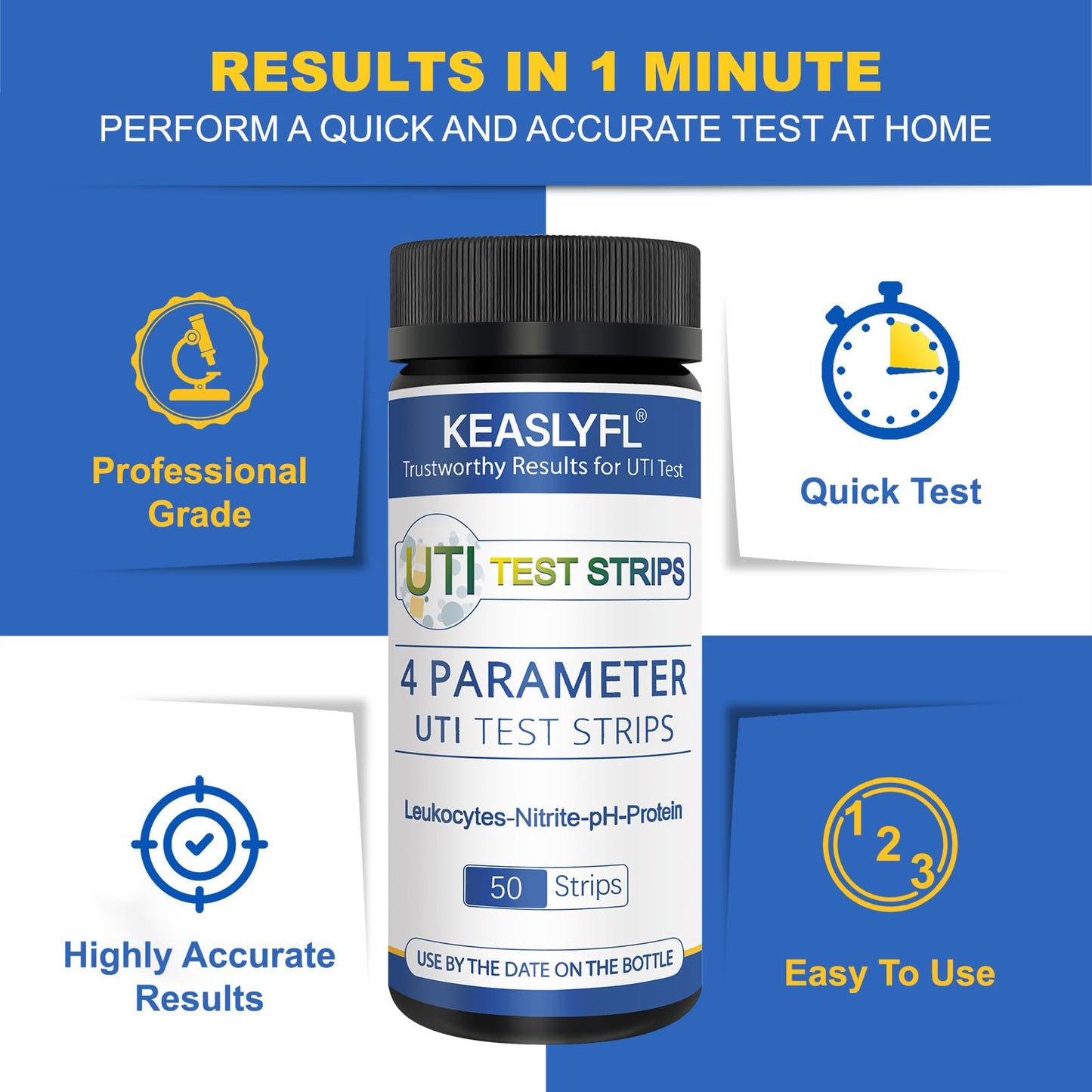 4-in-1 UTI Test Strips for Women & Men โ Fast Home UTI Kit