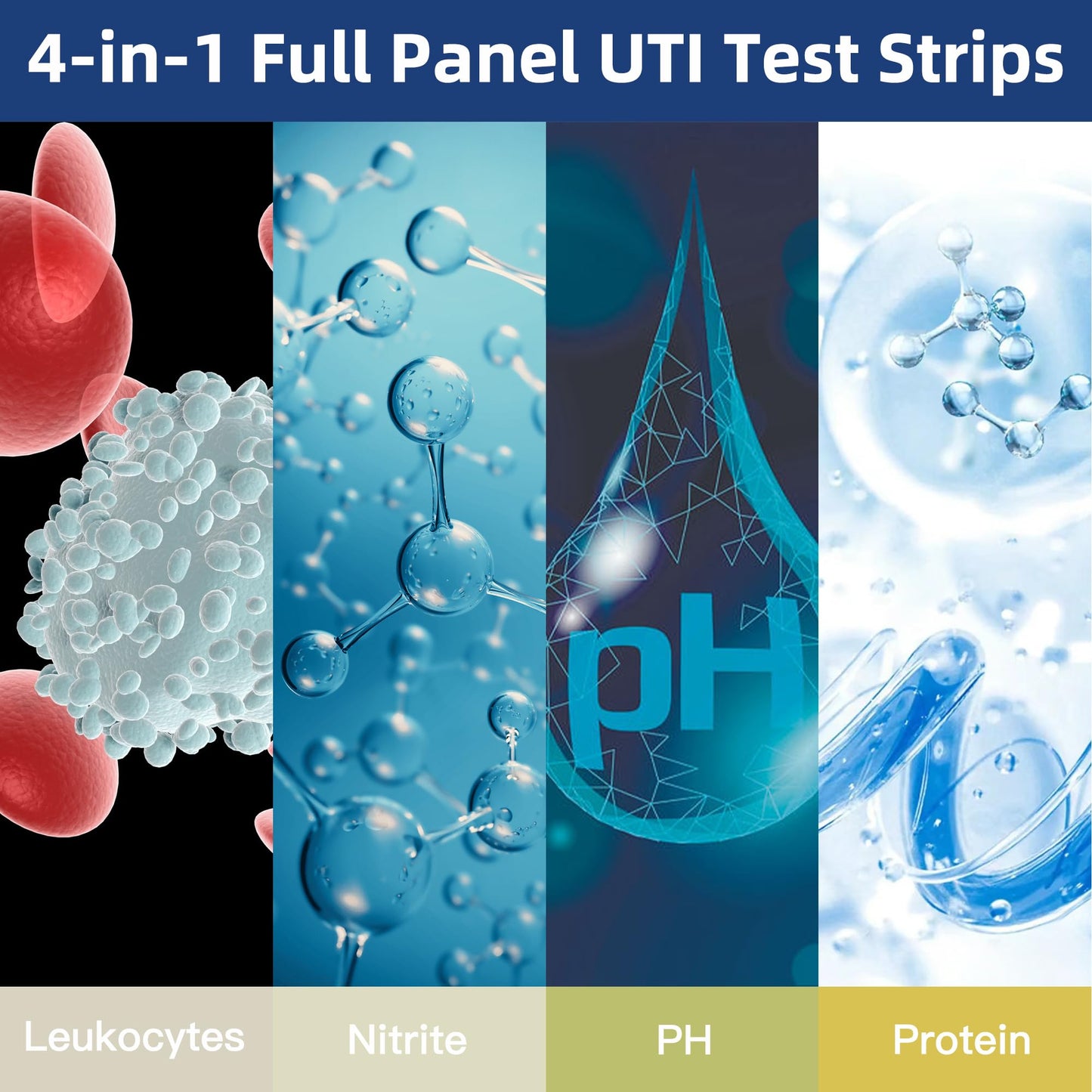 4-in-1 UTI Test Strips β 50ct At-Home Urinalysis (Leukocytes, Nitrites, pH, Protein)