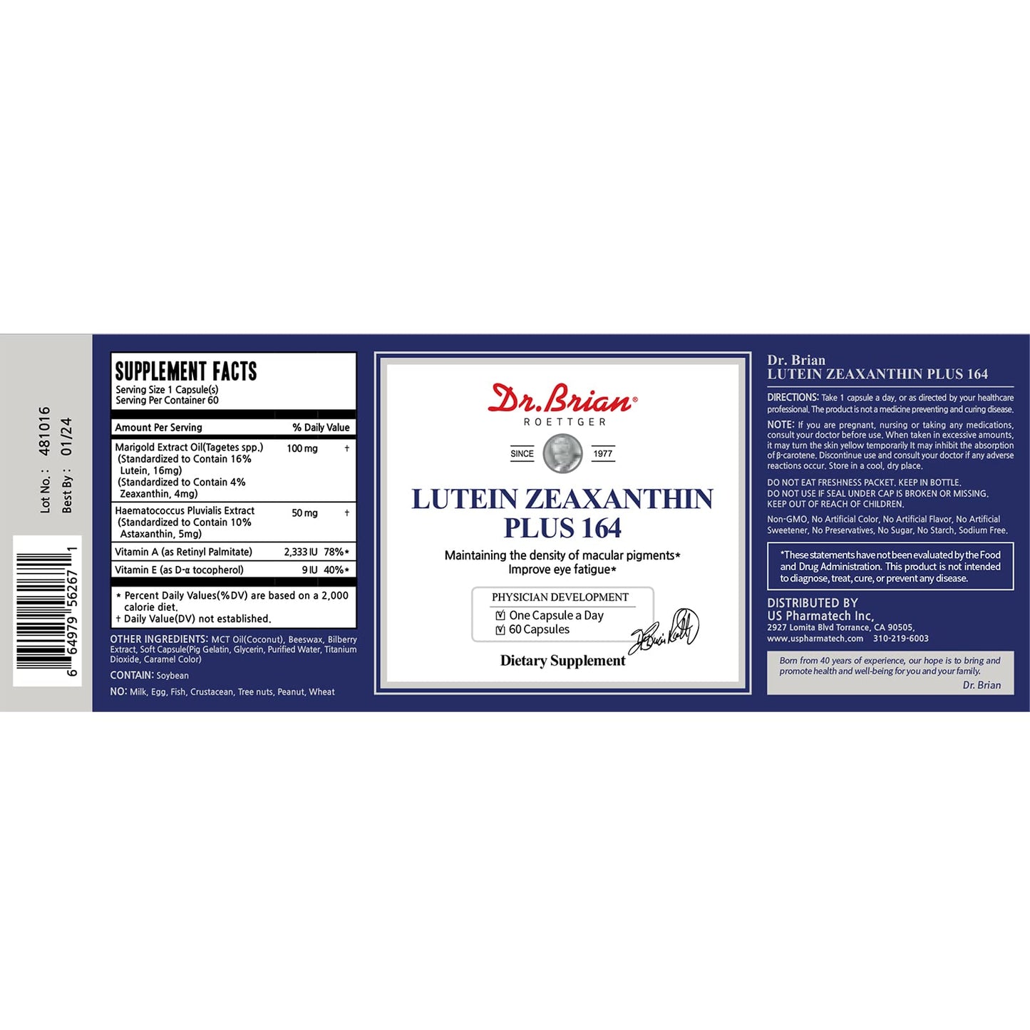 Dr. Brian Lutein & Zeaxanthin Eye Vitamins โ Macular Health (60 capsules)
