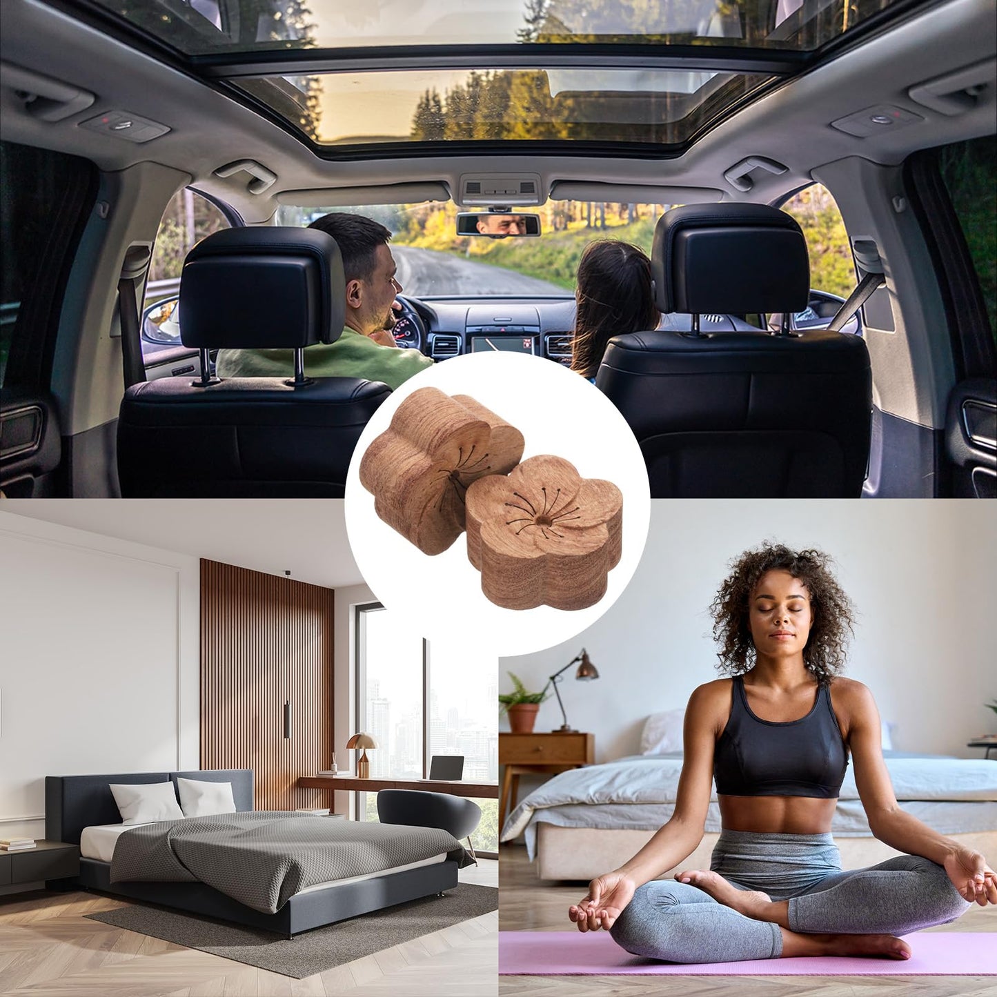 uxcell 2Pcs Wood Essential Oil Diffuser β Rosewood & Plum Car Diffusers for Car, Home, and Office