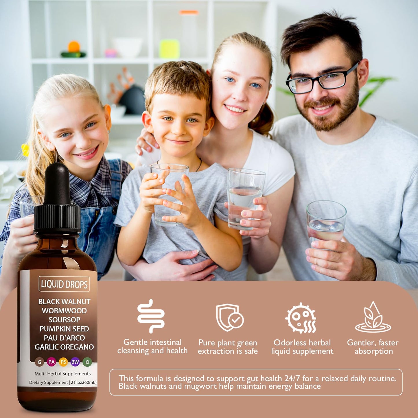 Uxfecpux Wormwood Tincture โ Organic Wormwood Drops with Black Walnut, Clove, Soursop, Pumpkin Seed, Pau D'arco, Garlic & Oregano