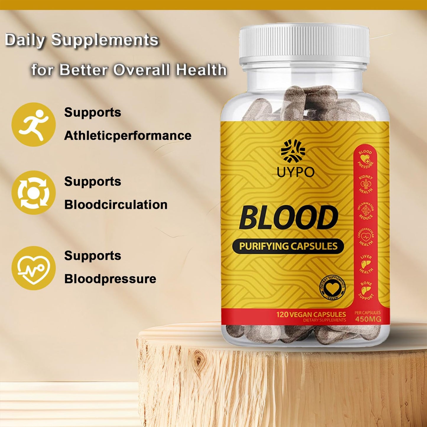 UYPO Blood Purifying Capsules โ Gluten Free, GMO-Free, Vegan 450 mg (2PCS)