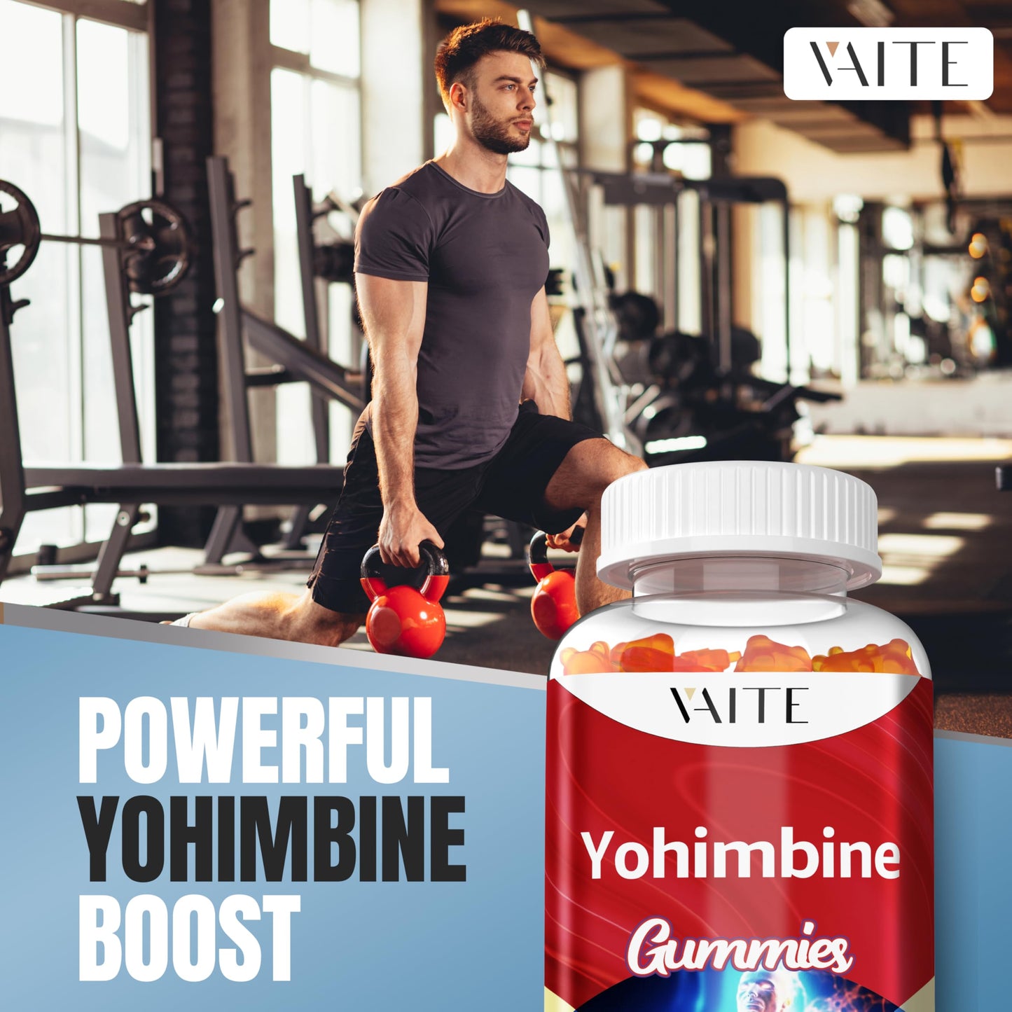 VAITE Yohimbine HCl Gummy 15mg โ Sugar-Free, Non-GMO Energy & Endurance (60 Gummies)