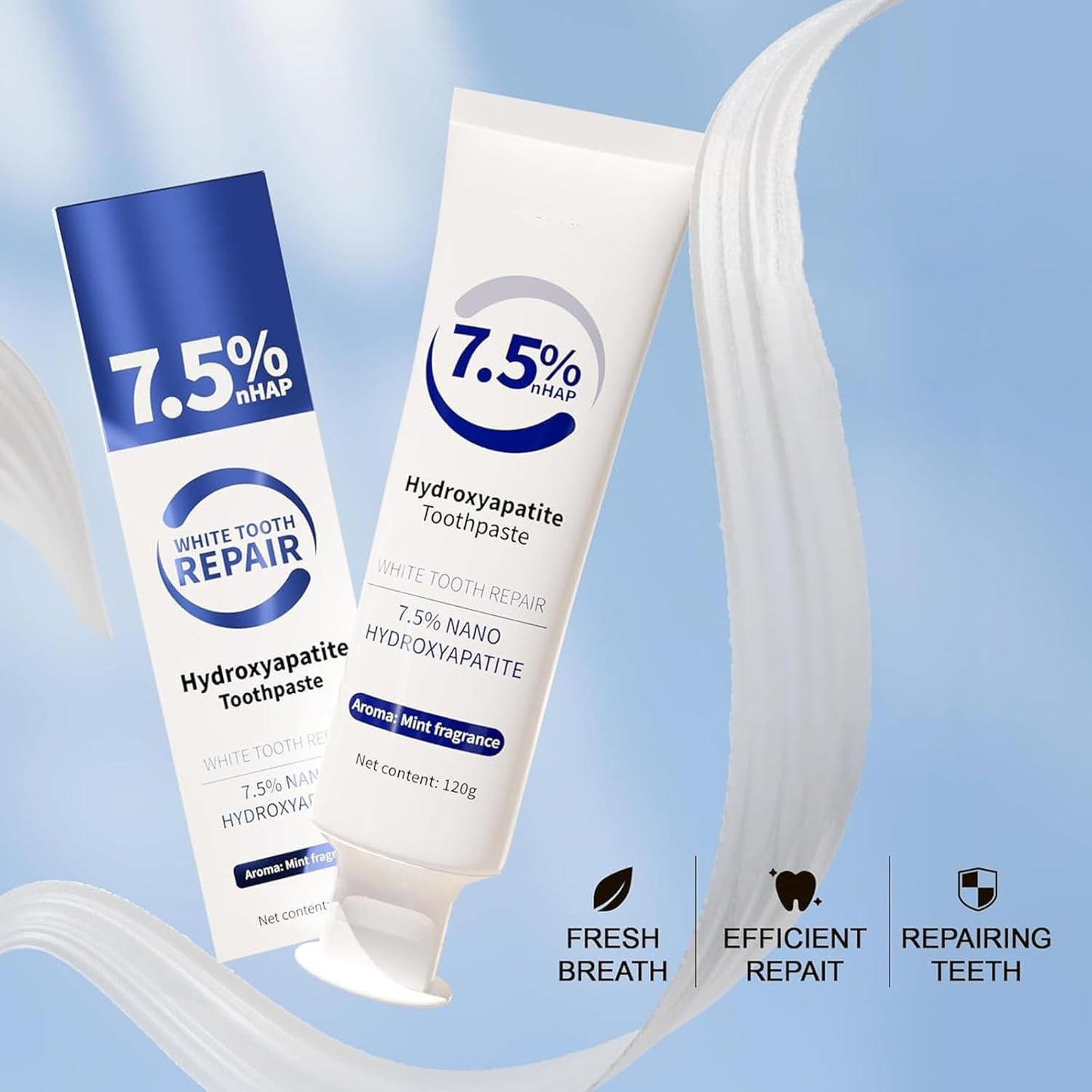 3 Pcs Hydroxyapatite Toothpaste 7.5% โ Enamel Protection & Whitening
