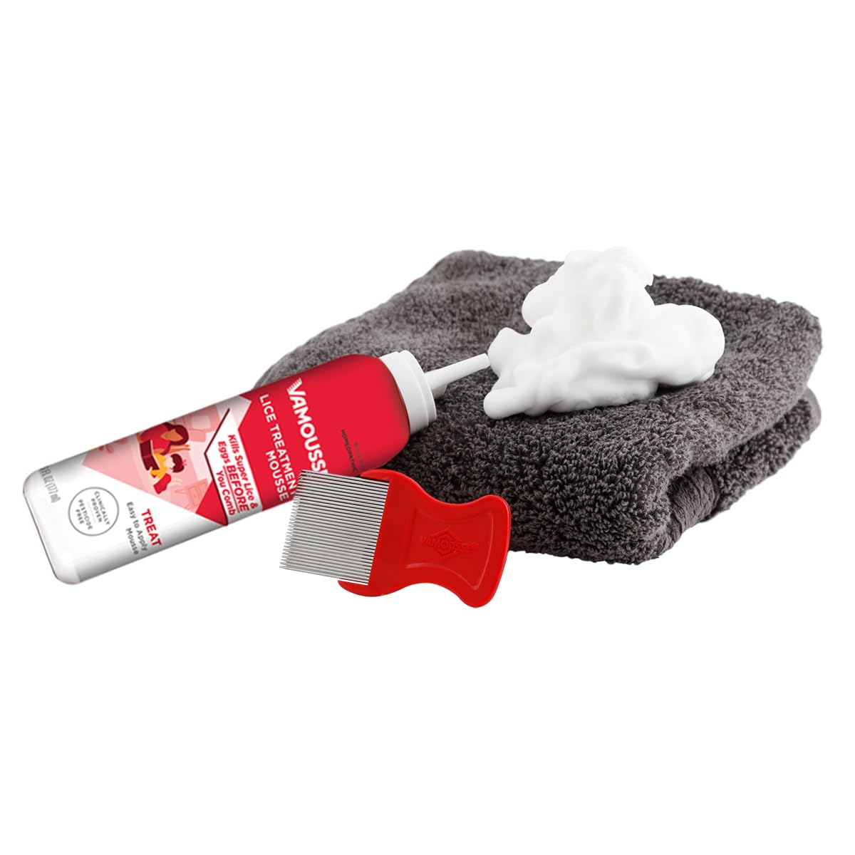 Vamousse Lice Emergency Kit β Mousse, Daily Shampoo & Steel Comb for Kids & Adults