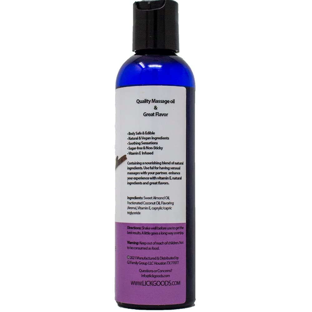 Vanilla Flavored Massage Oil for Therapy โ Aromatherapy, Vitamin E, Almond Oil 4 oz