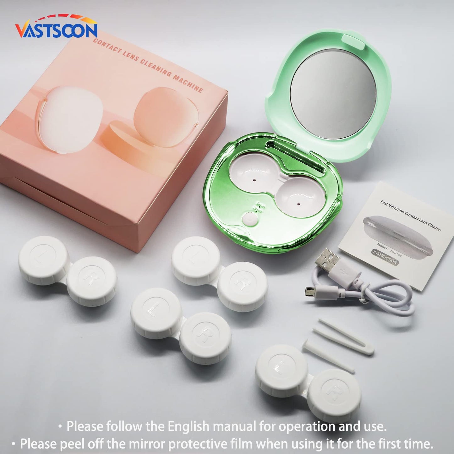 Vastsoon Portable Ultrasonic Contact Lens Cleaner with USB Charger โ Soak Case Kit
