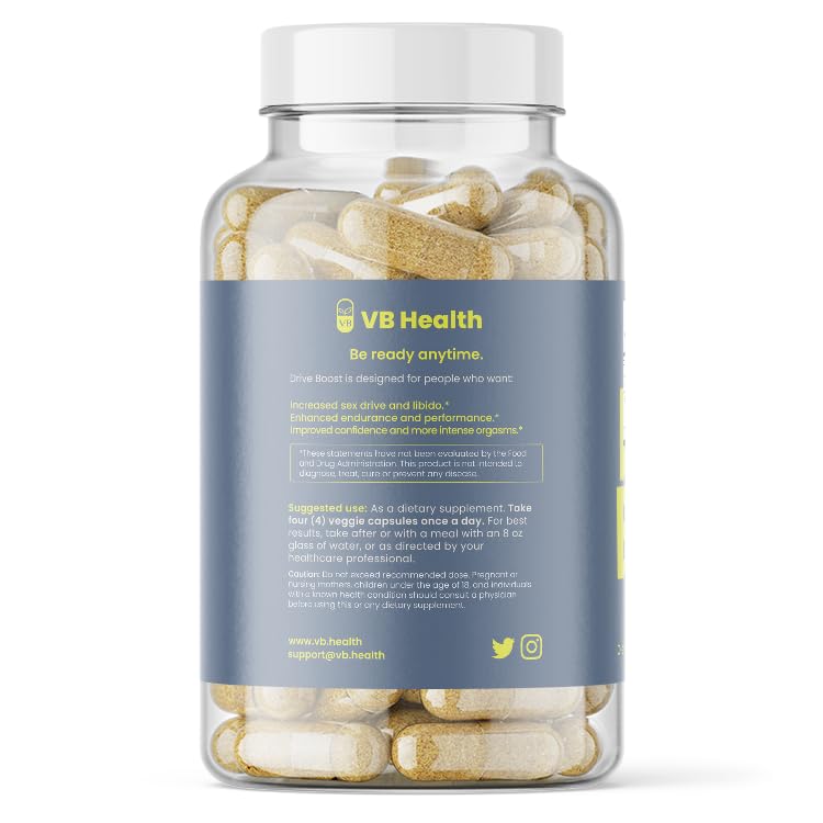 VB Health Drive Boost: Stamina & Libido Support Supplement β 120 Capsules, Made in USA