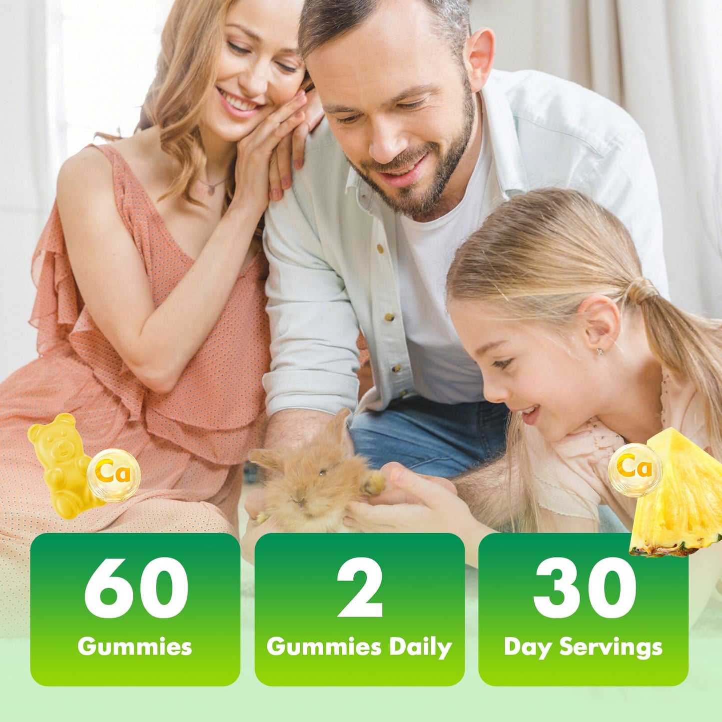 VCCHUYH Calcium Citrate Gummies 1200 mg โ Sugar-Free, Vegan, Pineapple