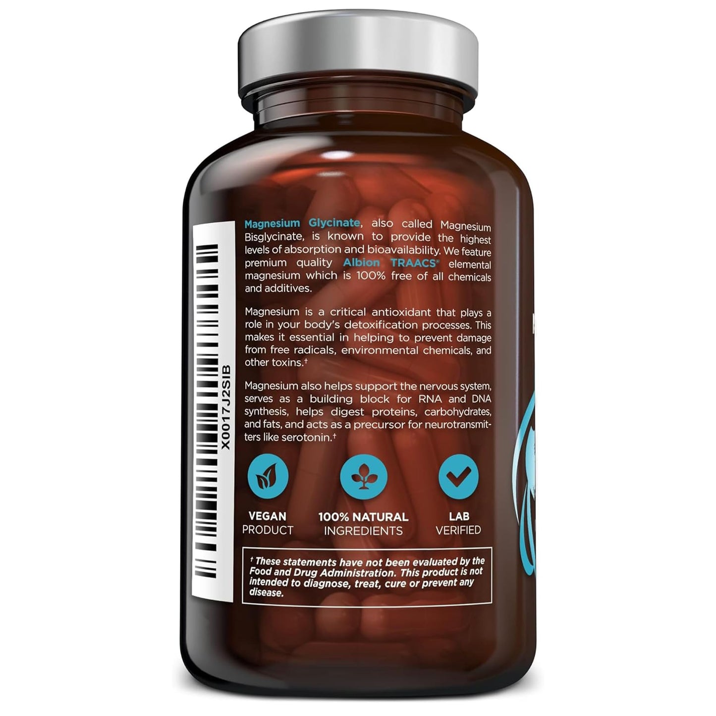 OmniBiotics Magnesium Glycinate Supplement โ Albion TRAACS Bisglycinate | Sleep, Muscle, Nerve & Heart Health โ 120 Vegan Capsules