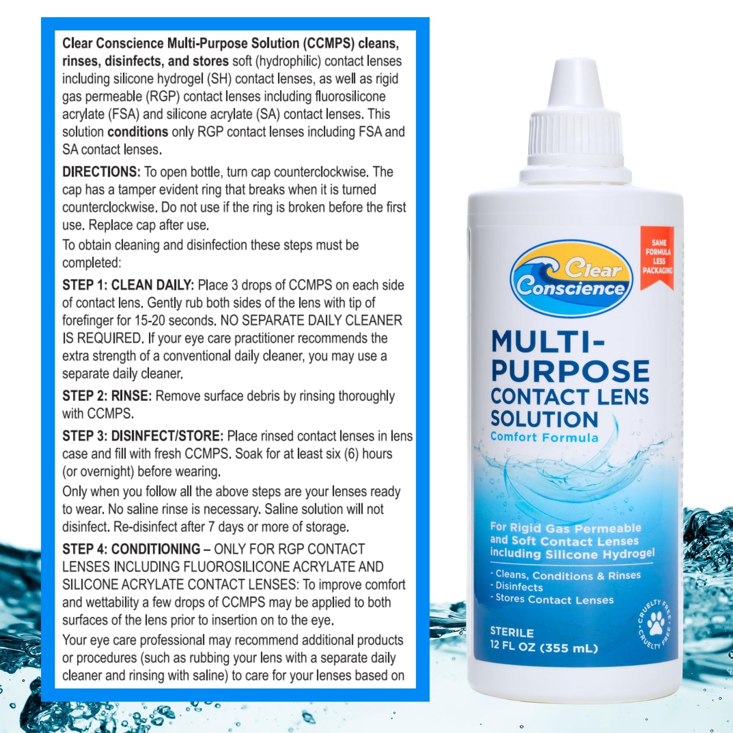 Cruelty-Free Contact Lens Solution 12oz โ Clear Conscience (3 Pack)
