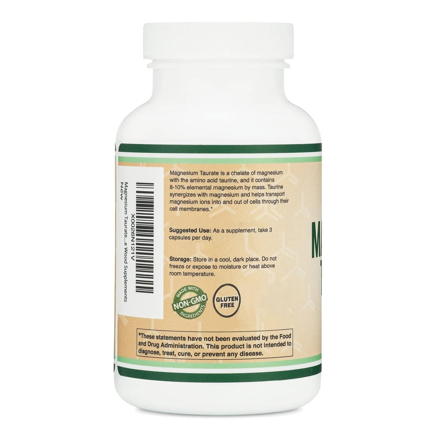 Magnesium Taurate for Cardiovascular Health โ 1,500mg/Serving | 210 Vegan Capsules | Double Wood Supplements