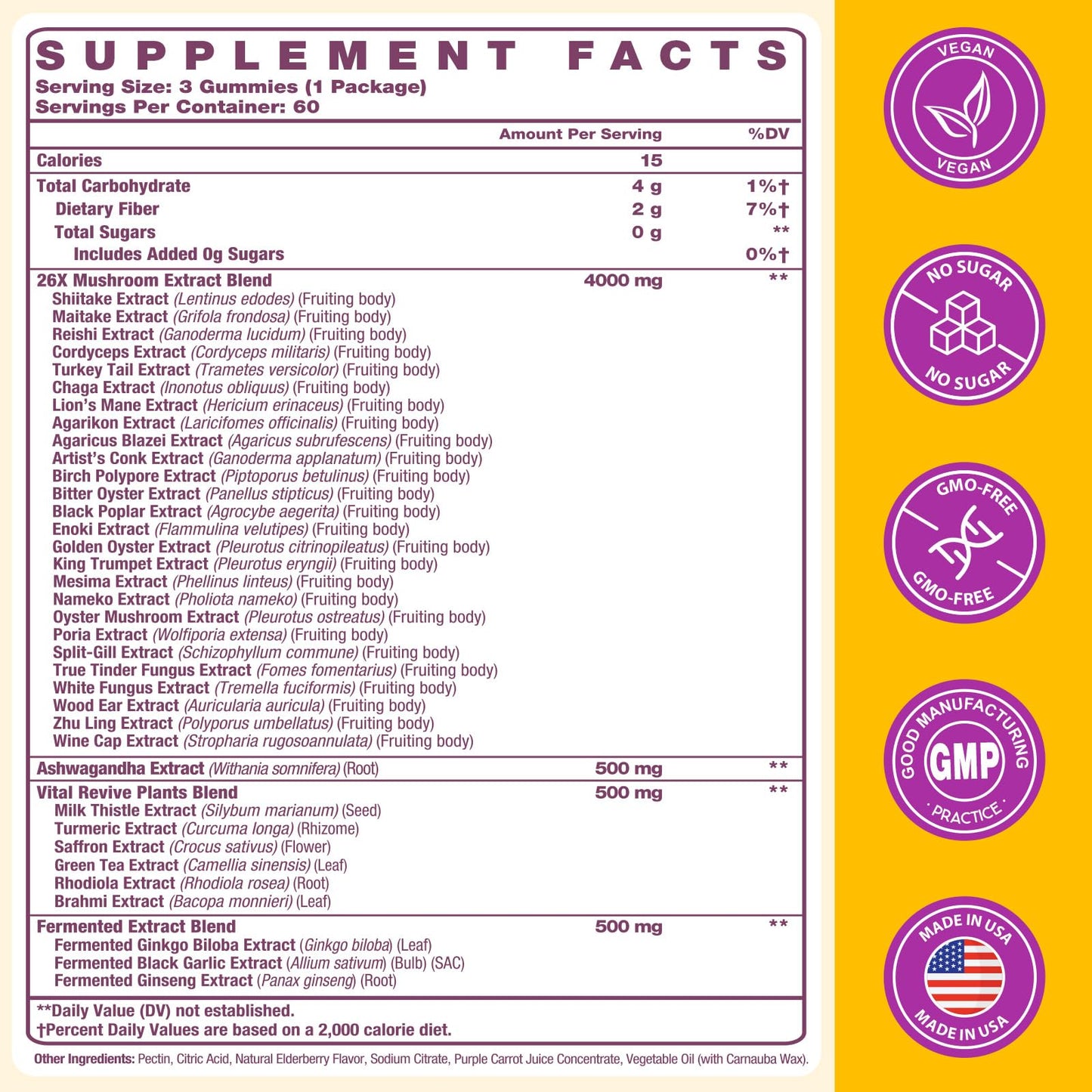 Mushroom Gummies 4000mg โ Brain Support, Focus & Immunity (180 Gummies)