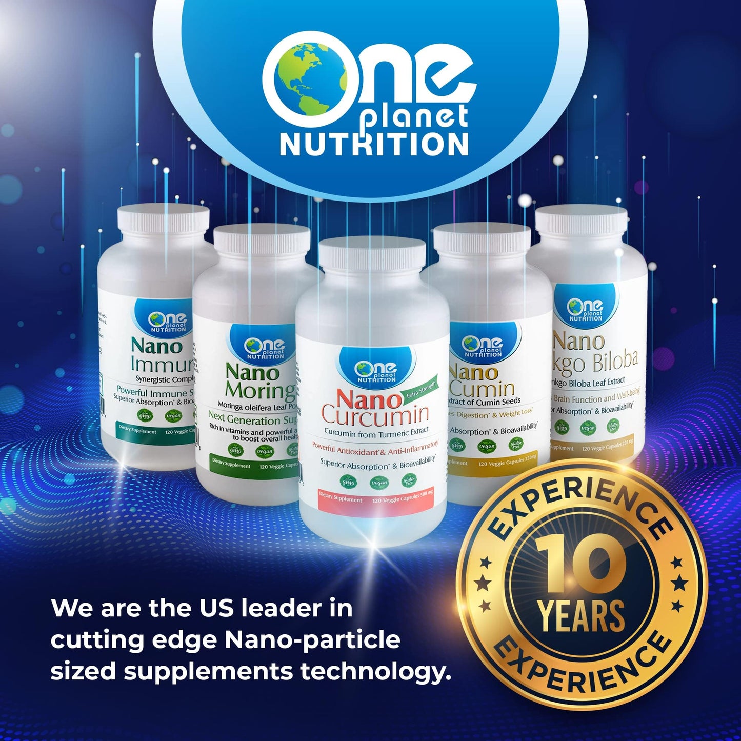 One Planet Nutrition Nano Curcumin Plus โ 500 mg Veggie Capsules (240 Servings) | Joint & Immune Support