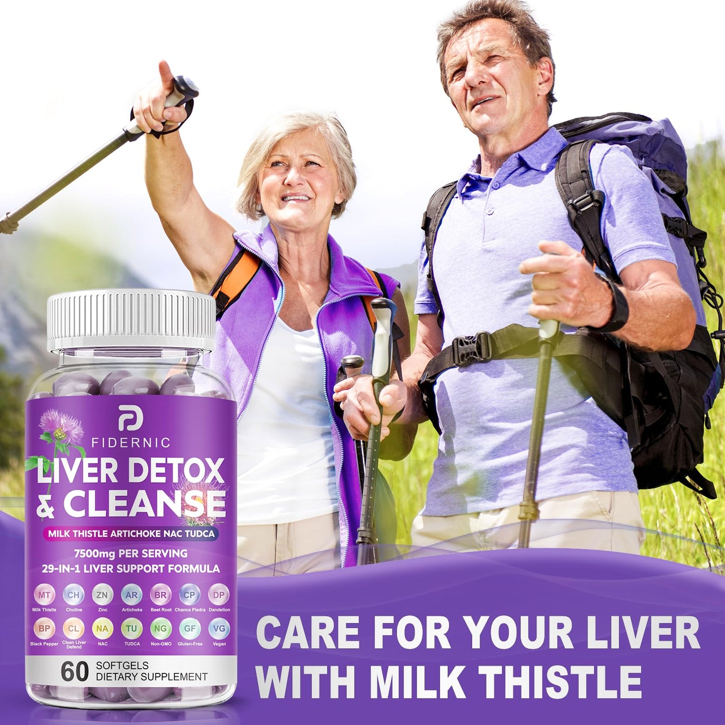 Liver Cleanse Detox & Repair β Milk Thistle 7500mg | NAC, TUDCA, Choline | 120 Softgels