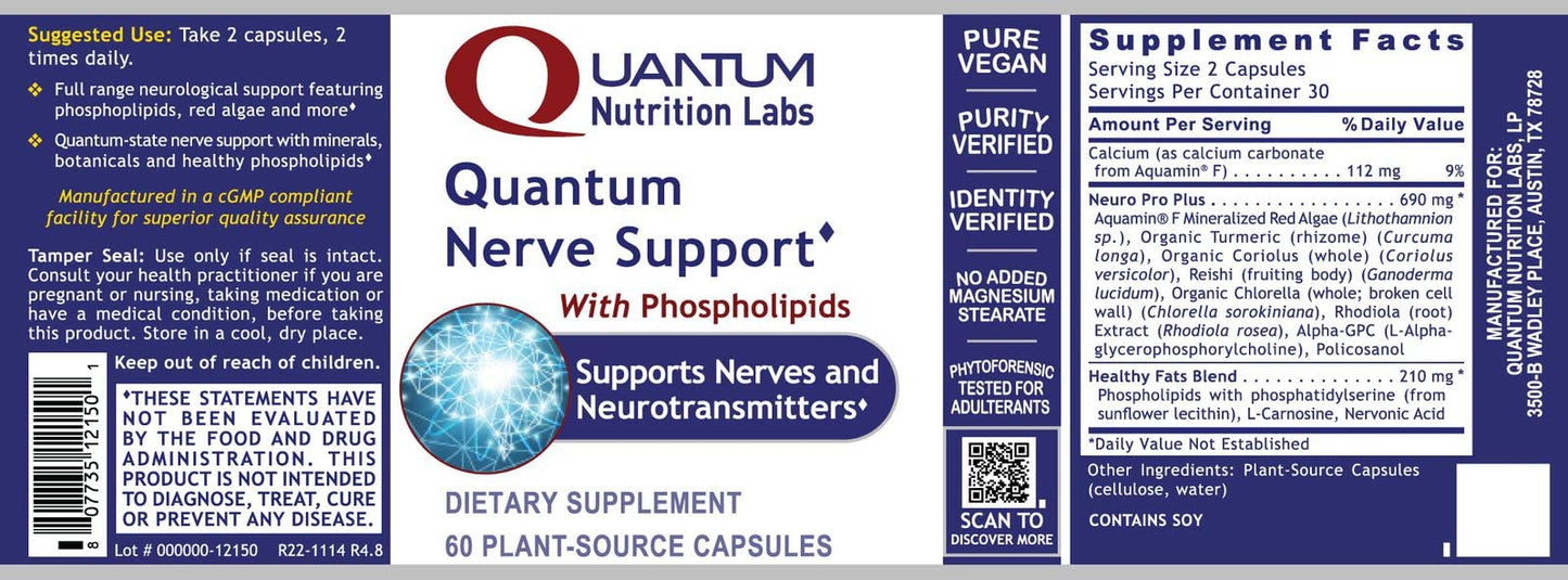 Quantum Nutrition Labs Nerve Support โ Brain & Nerve Health Nootropic (60 Veggie Capsules)