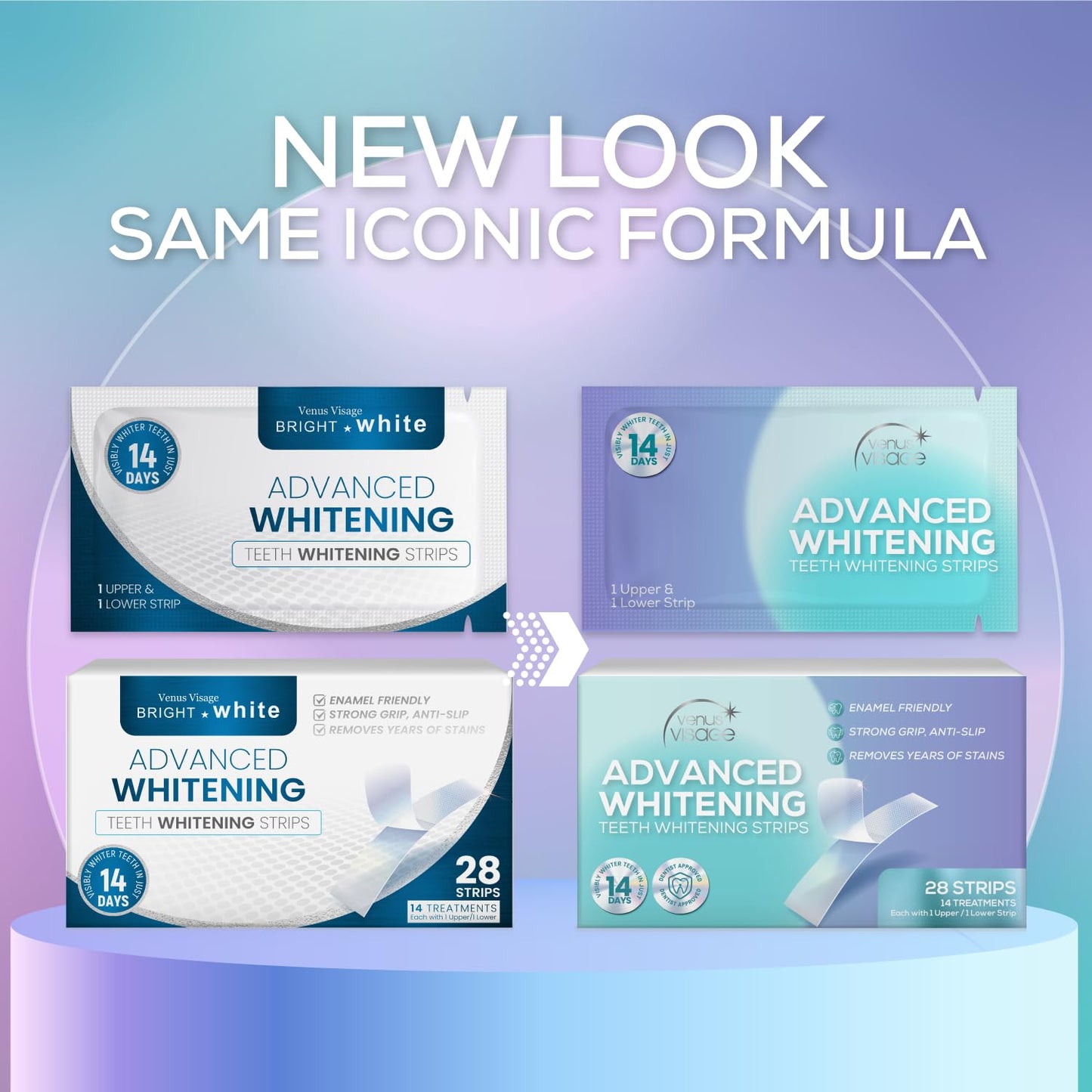 Venus Visage Teeth Whitening Strips โ 14 Pairs, Mint Flavor, No Sensitivity