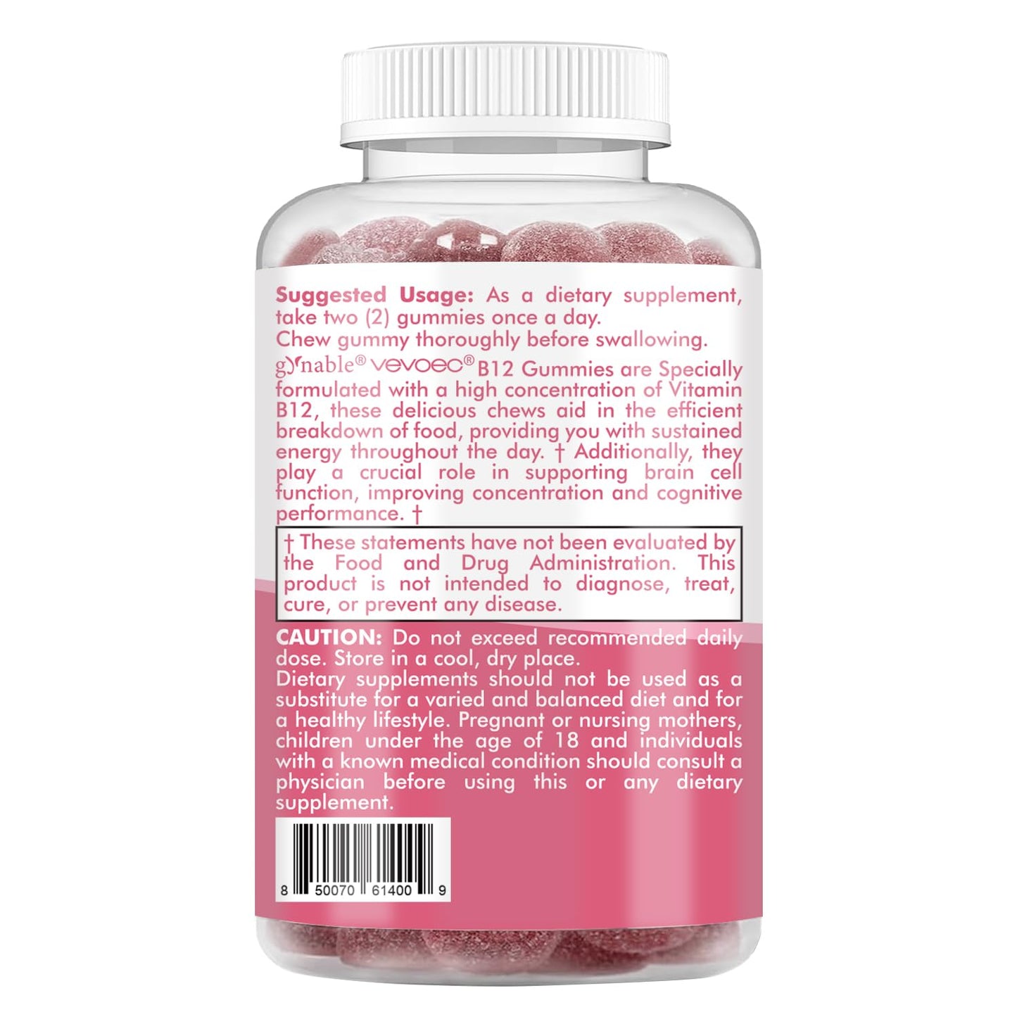 Vevoec Vitamin B12 Gummies โ 1000mcg, Mixed Berry, Vegan & Gluten-Free | 60 Count