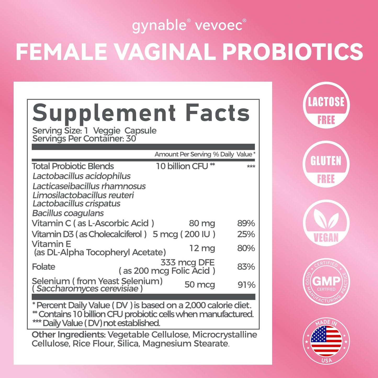 Vevoec Gynable Vaginal Probiotic โ 10B CFU, pH Balance & Odor Control