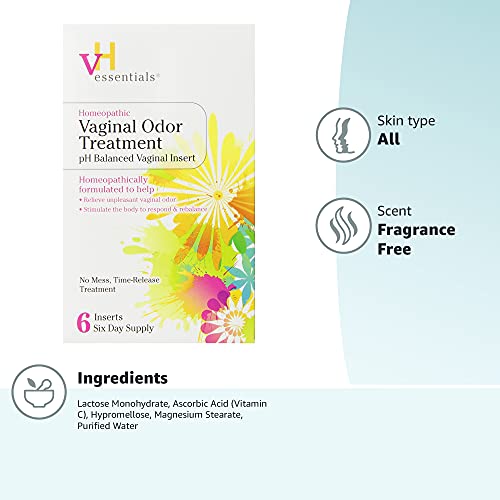 vH essentials Vaginal Odor Treatment โ pH Balanced Suppositories with Applicator (6 Tablets)