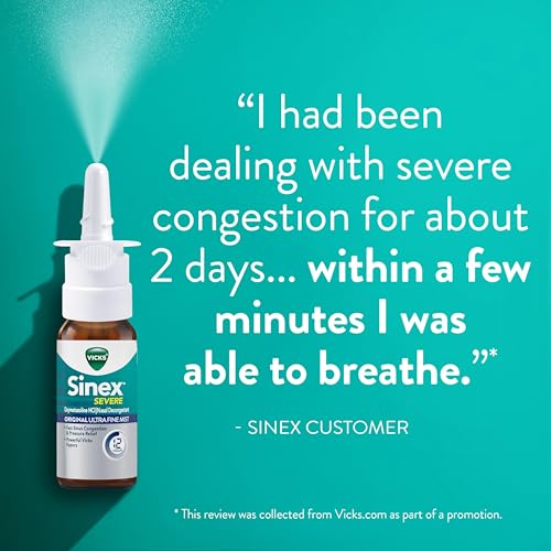 Vicks Sinex Severe Allergy & Sinus Nasal Spray β Ultra Fine Mist, 12-Hour Relief (265 Sprays x 2)