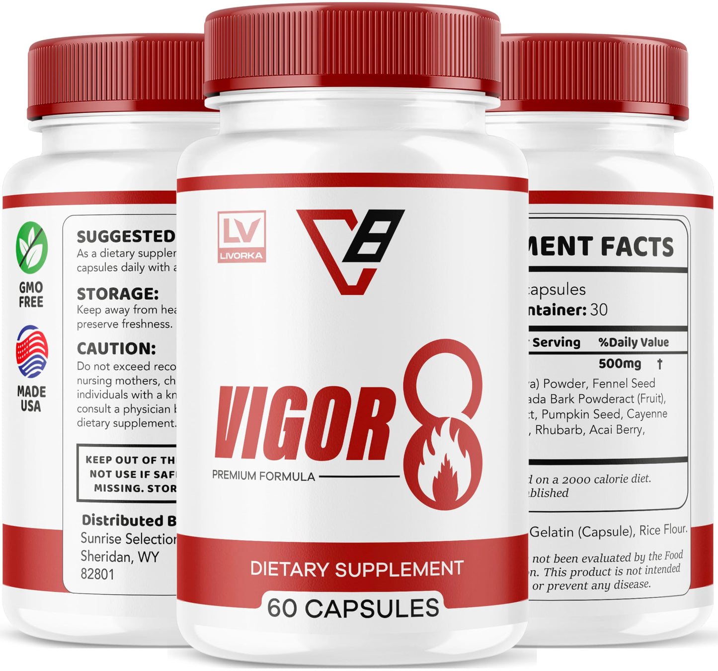 (5 Pack) Vigor 8 for Men โ 300 Capsules (5 Months) | Premium Formula