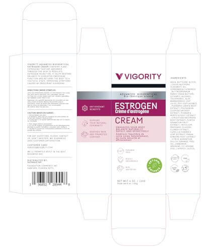 Vigority Estrogen Cream for Women | Natural Bioidentical Menopause Support with Wild Yam โ Vegan, Paraben-Free, 4 Oz
