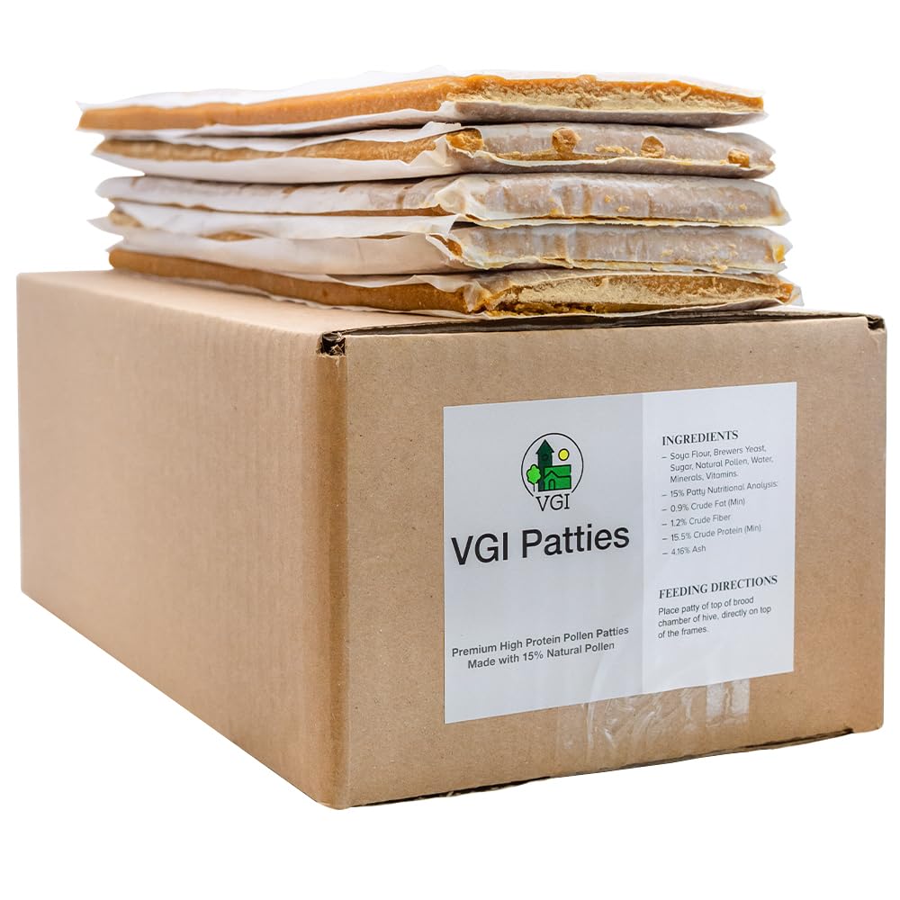 Village Gift Importers Pollen Patties for Beekeeping โ 15% Pollen, 15.5% Protein (Five Pack, 5 Count)