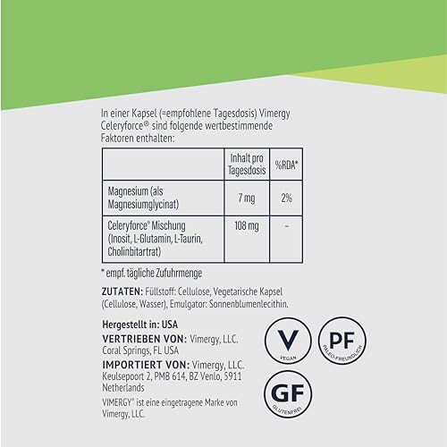 Vimergy Celeryforce – Nutrients and Amino Acids – Supports Your Wellness Routine* – Kosher, Vegan & Gluten-Free – 60 Capsules