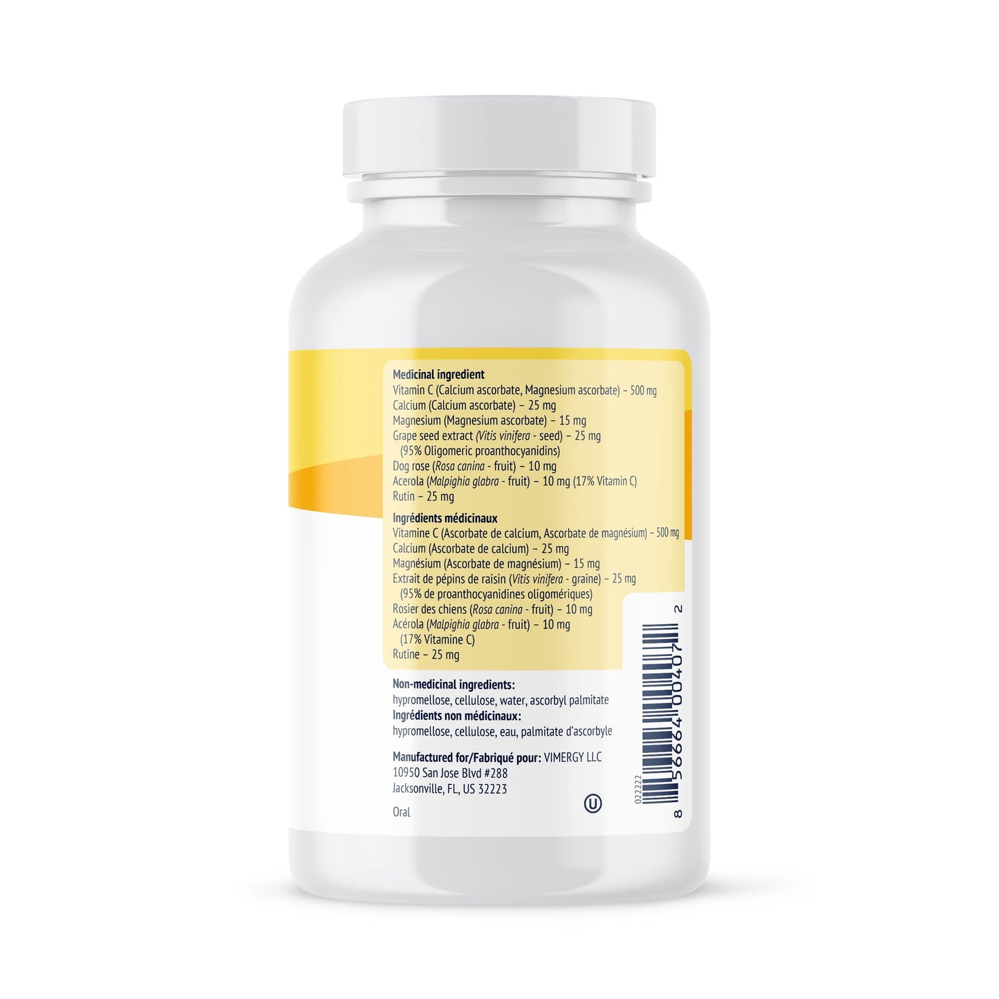 Vimergy Micro-C Vitamin C Capsules 500mg β Immune Support, Vegan & Kosher, 180 Capsules