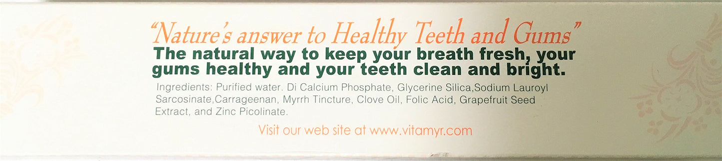 VITA-MYR Value Package 1: Zinc Plus Toothpaste & 16oz Mouthwash โ Gluten Free & Vegan
