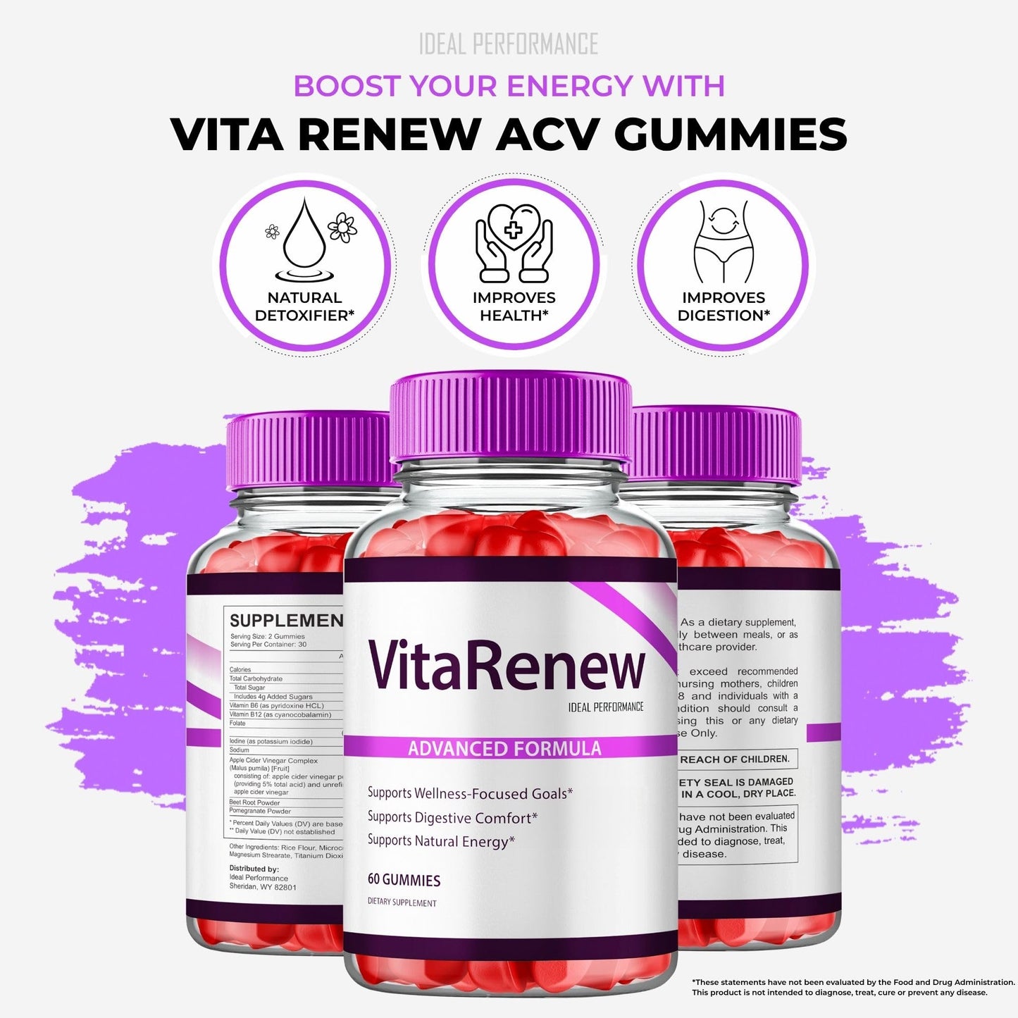 VitaRenew Advanced Gummies for Skin Health โ Maximum Strength Keto+ACV Gummys | Vita Renew Reviews (1 Pack)