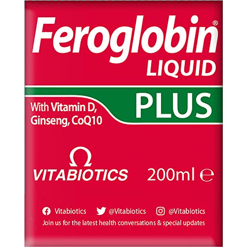 Vitabiotics Feroglobin 200ml Plus Liquid โ Iron Supplement with Co-Q10