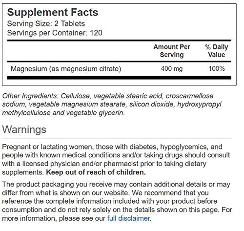Vitacost Magnesium Citrate 400 mg โ 240 Tablets