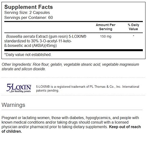 Vitacost Synergy 5-Loxin AKBA Boswellia Extract โ 150 mg per serving | 120 Capsules
