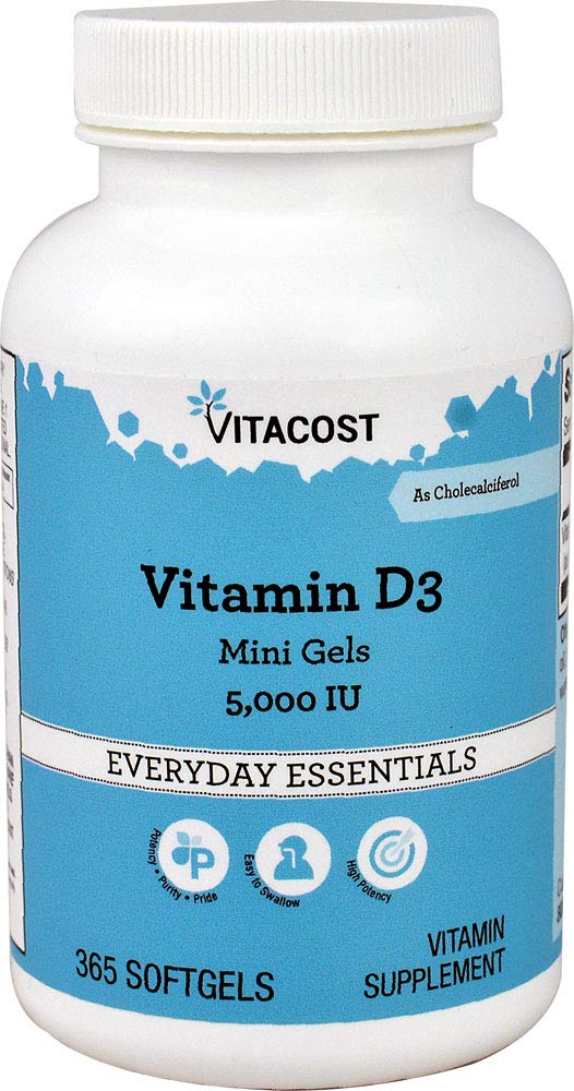 Vitacost Vitamin D3 (Cholecalciferol) 5000 IU โ 365 Softgel Mini Gels
