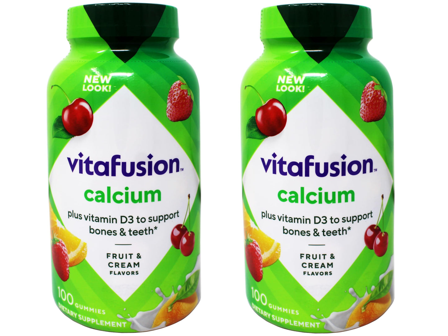 Vitafusion Calcium Gummies with Vitamin D for Adults โ 500 mg Calcium, 1000 IU Vitamin D, Pack of 2 (2x100-count)