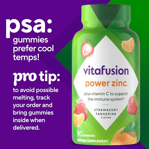 Vitafusion Power Zinc Gummy Vitamins โ Immune Support, Strawberry Tangerine, 90 Count