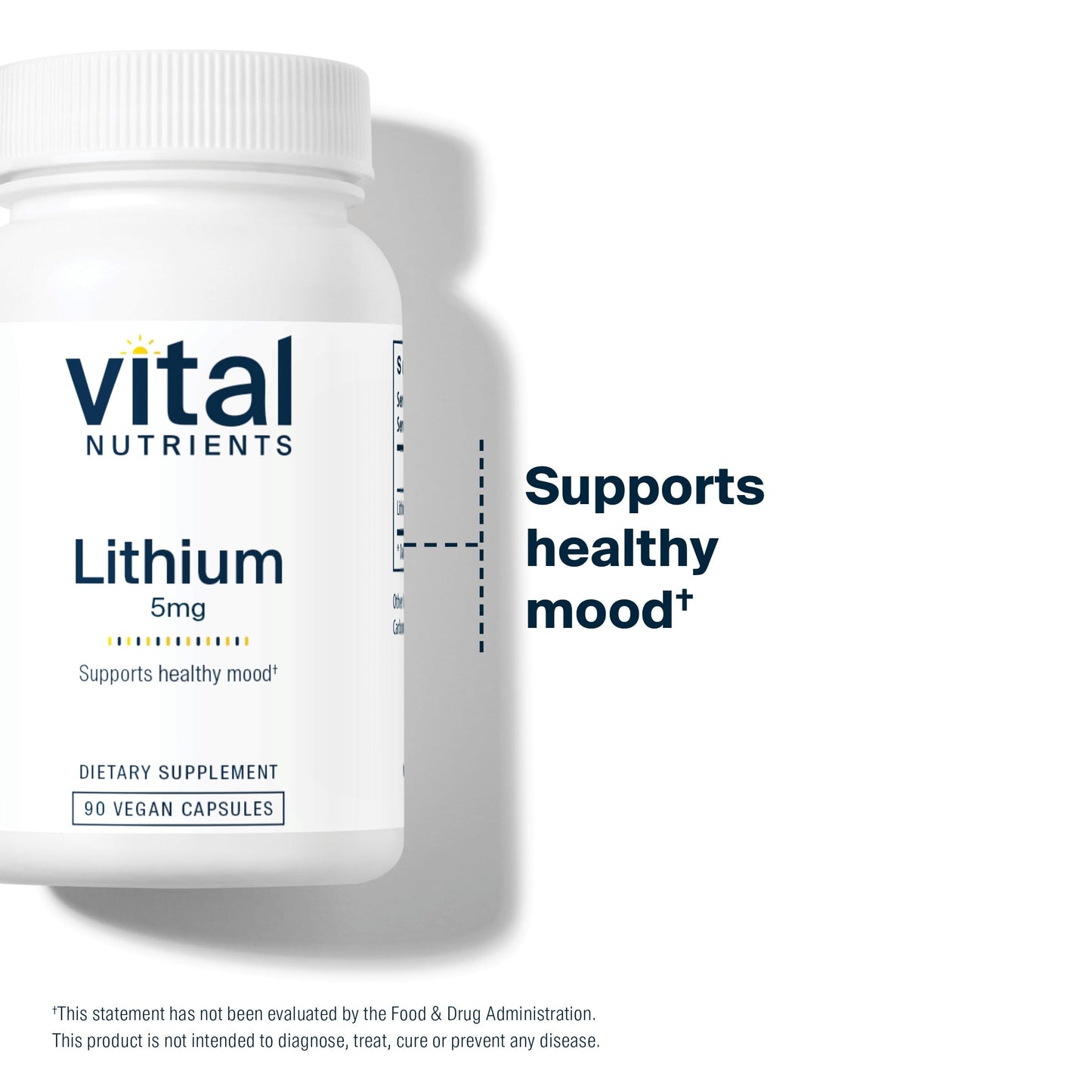 Vital Nutrients Lithium Ootate β Vegan Lithium Supplements for Memory, Mood & Behavioral Health | 5 mg | 90 Capsules