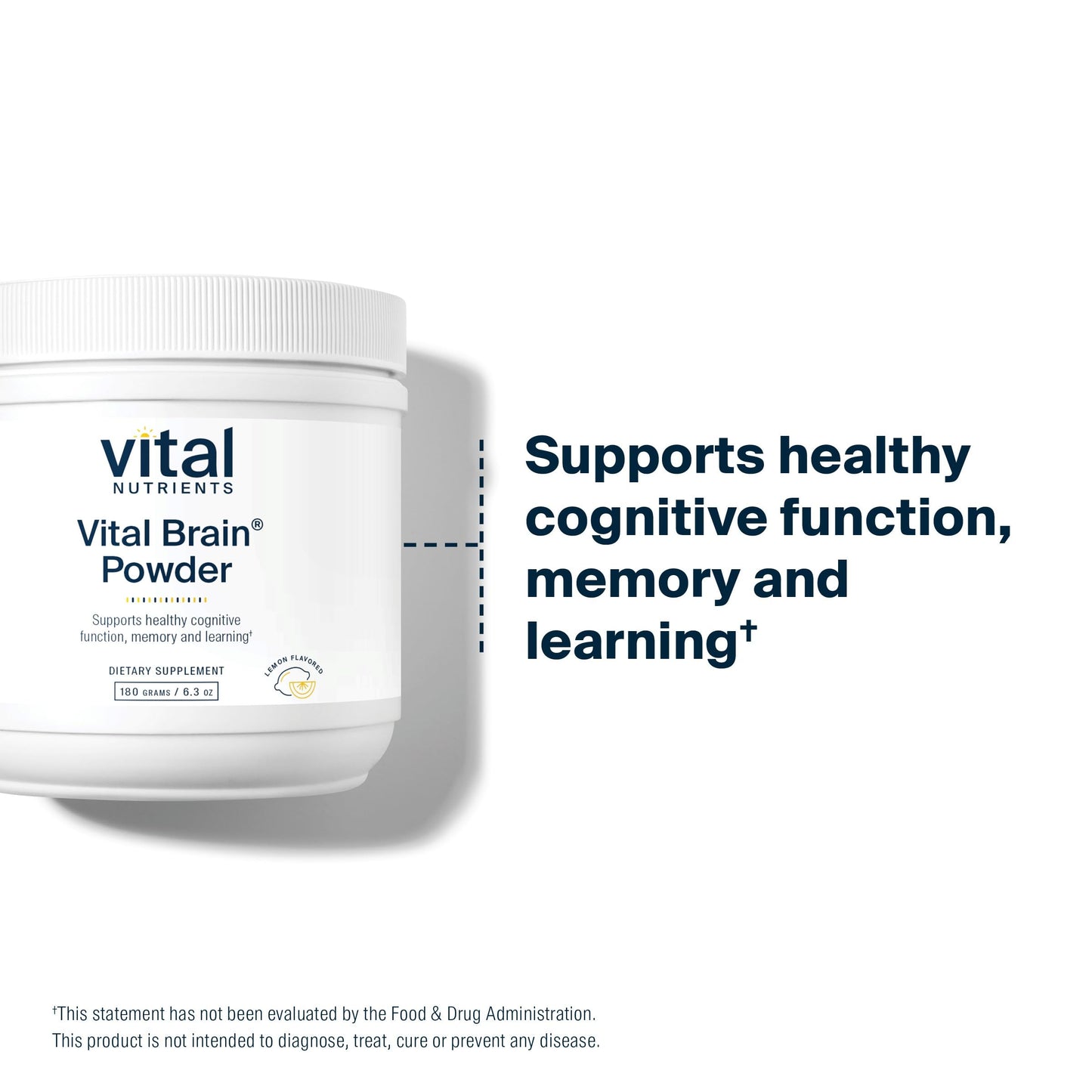 Vital Brain Powder โ Nootropic with Phosphatidylserine & Acetyl-L-Carnitine | Lemon 150g
