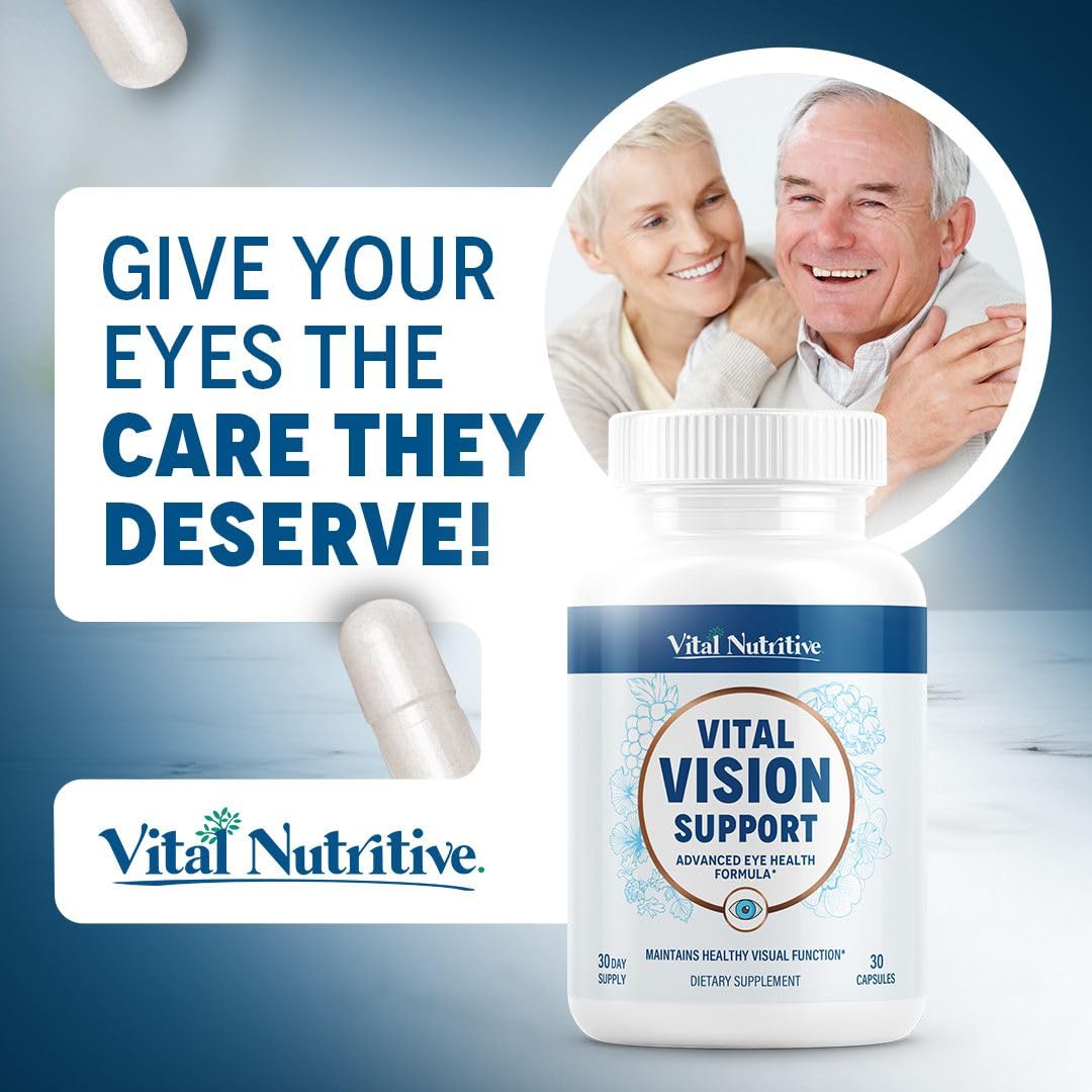 Vital Vision Support β Eye Health Supplement by Vital Nutritive with Vitamin A, Lutein & Antioxidants β 30-Day Serving