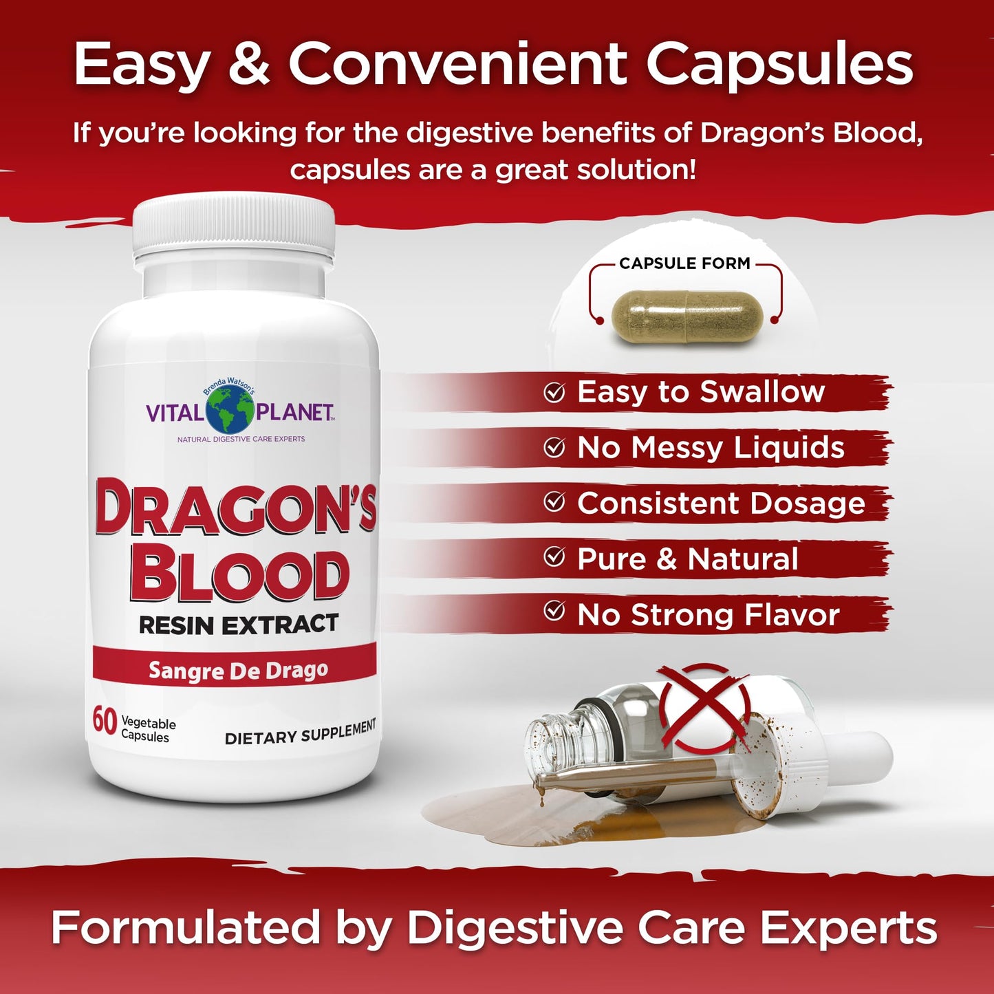 Vital Planet Dragon's Blood Resin Extract Croton lechleri โ Digestive Health, 500 mg, 60 Capsules